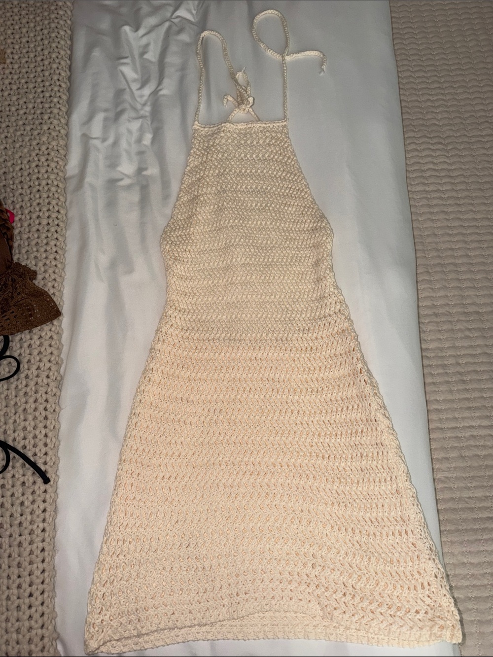 Handmade Crochet Halter coverup in Cream